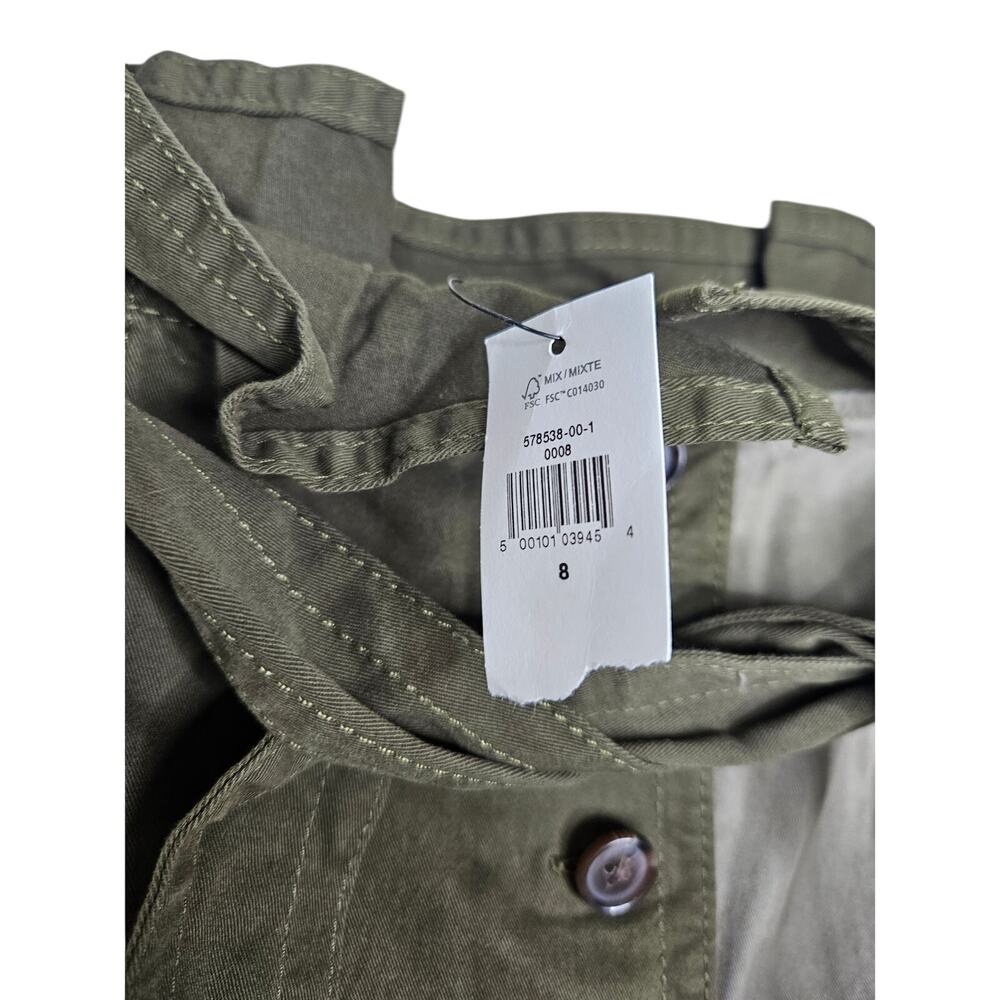 NEW Banana Republic 8 Olive Miliatry Green Colorblock Skirt Belted Button Front - Picture 2 of 5